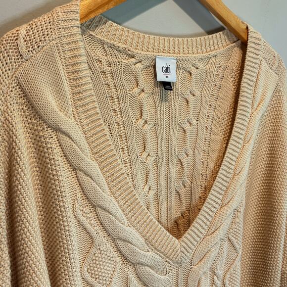 CAbi Oatmeal Cable Cropped Sweater Style #5636 - size XL - Picture 3 of 7